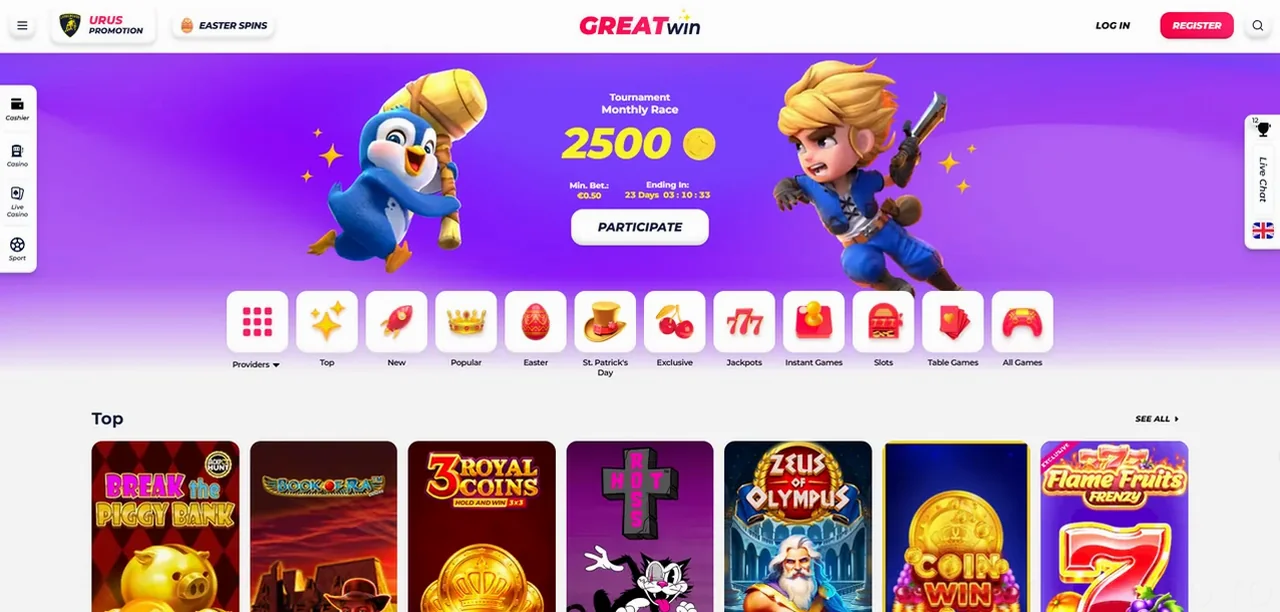 GreatWin Casino - Recenzie Completă 2026 Casino